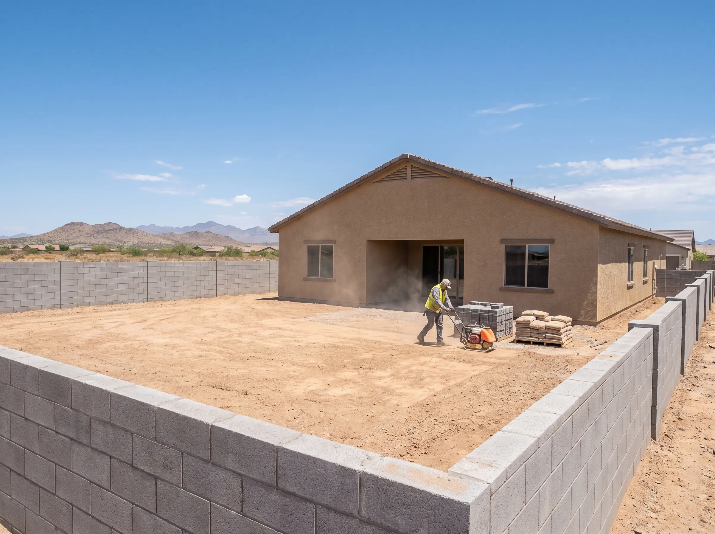 New Marana home with a bare graded back yard