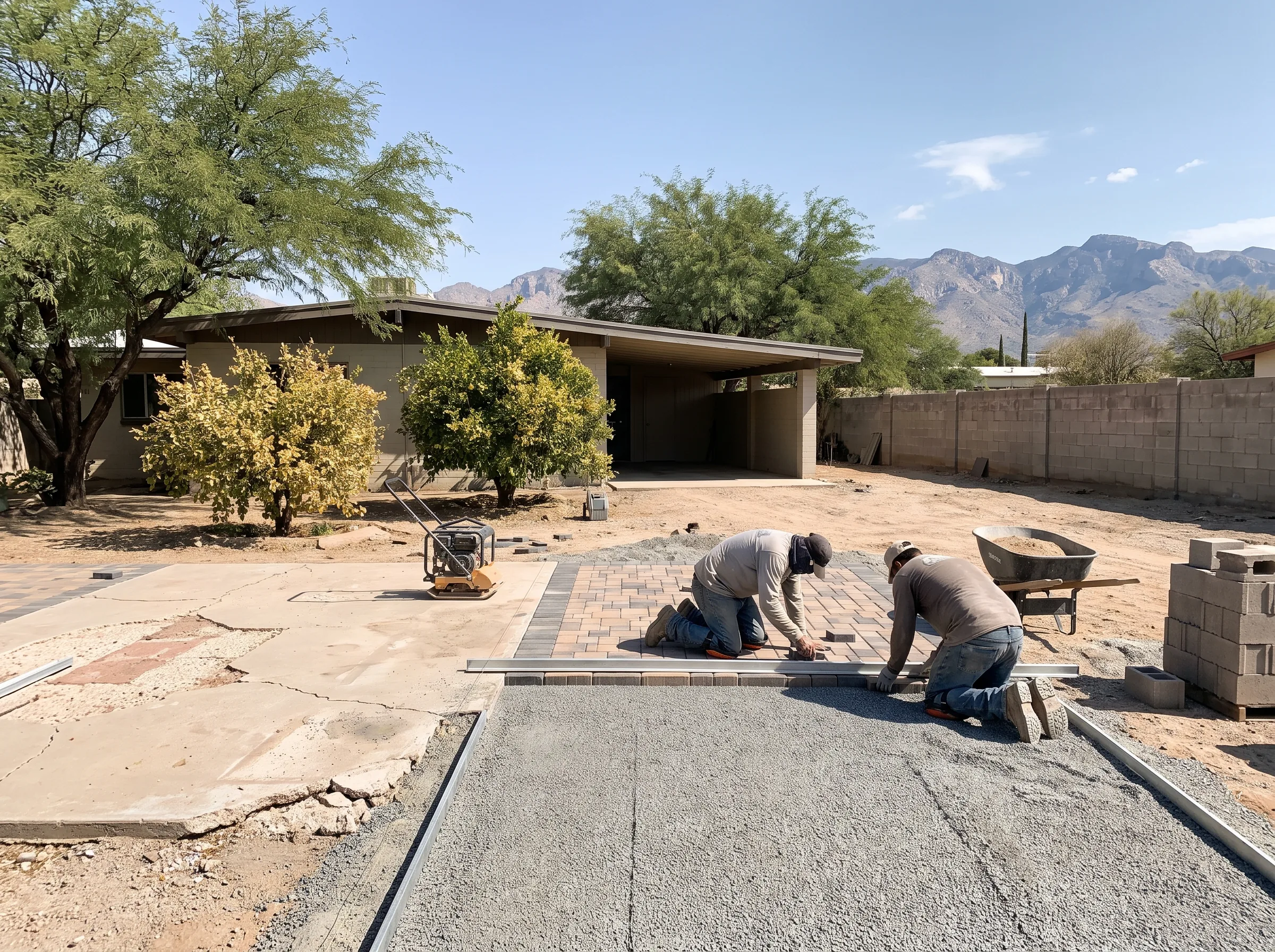 Midtown Tucson slump block home with a walled yard