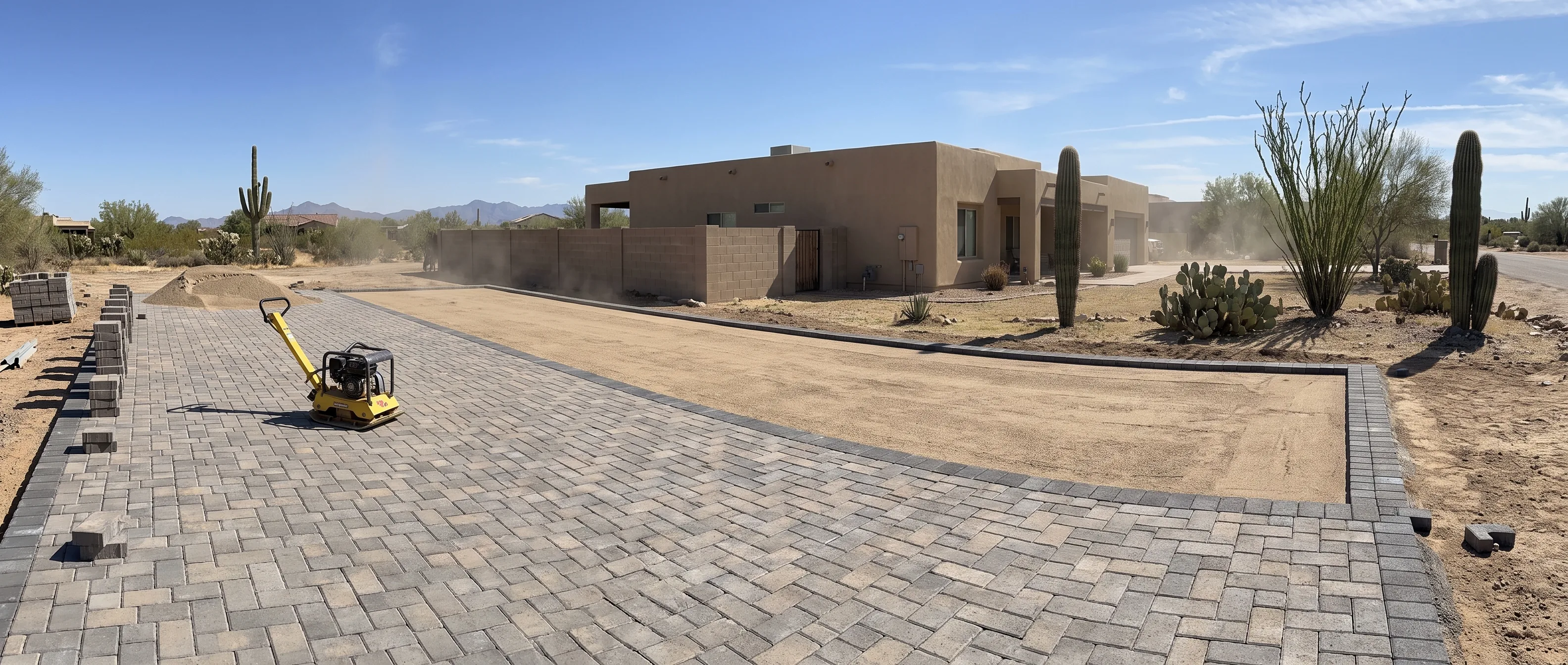 Paver driveway installation at a Tucson home