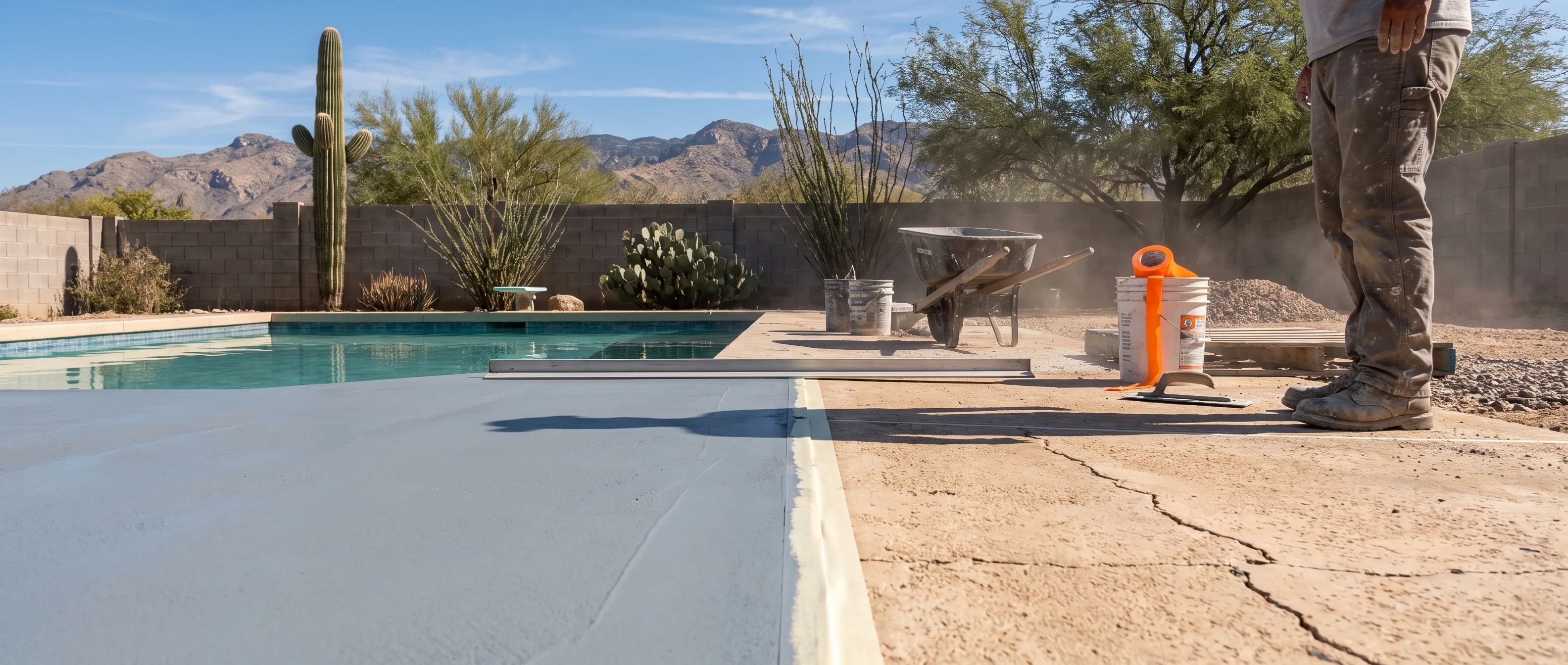 Pool deck resurfacing under way in Tucson