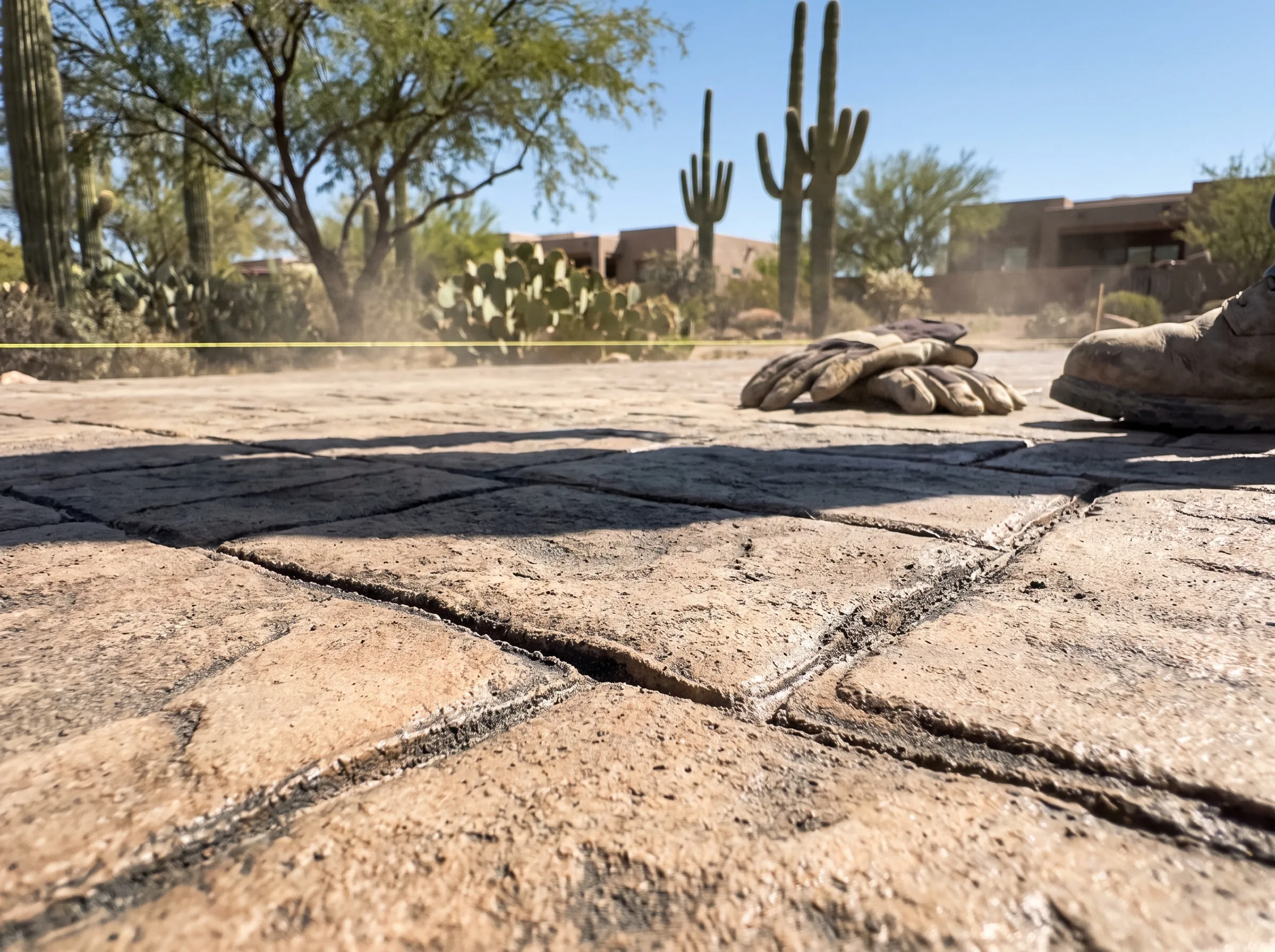 Stamped concrete texture and colour close up
