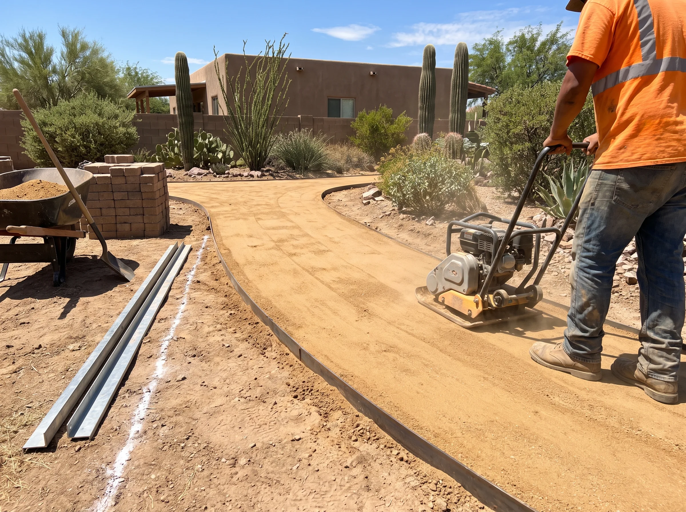Decomposed granite path graded and edged in Tucson