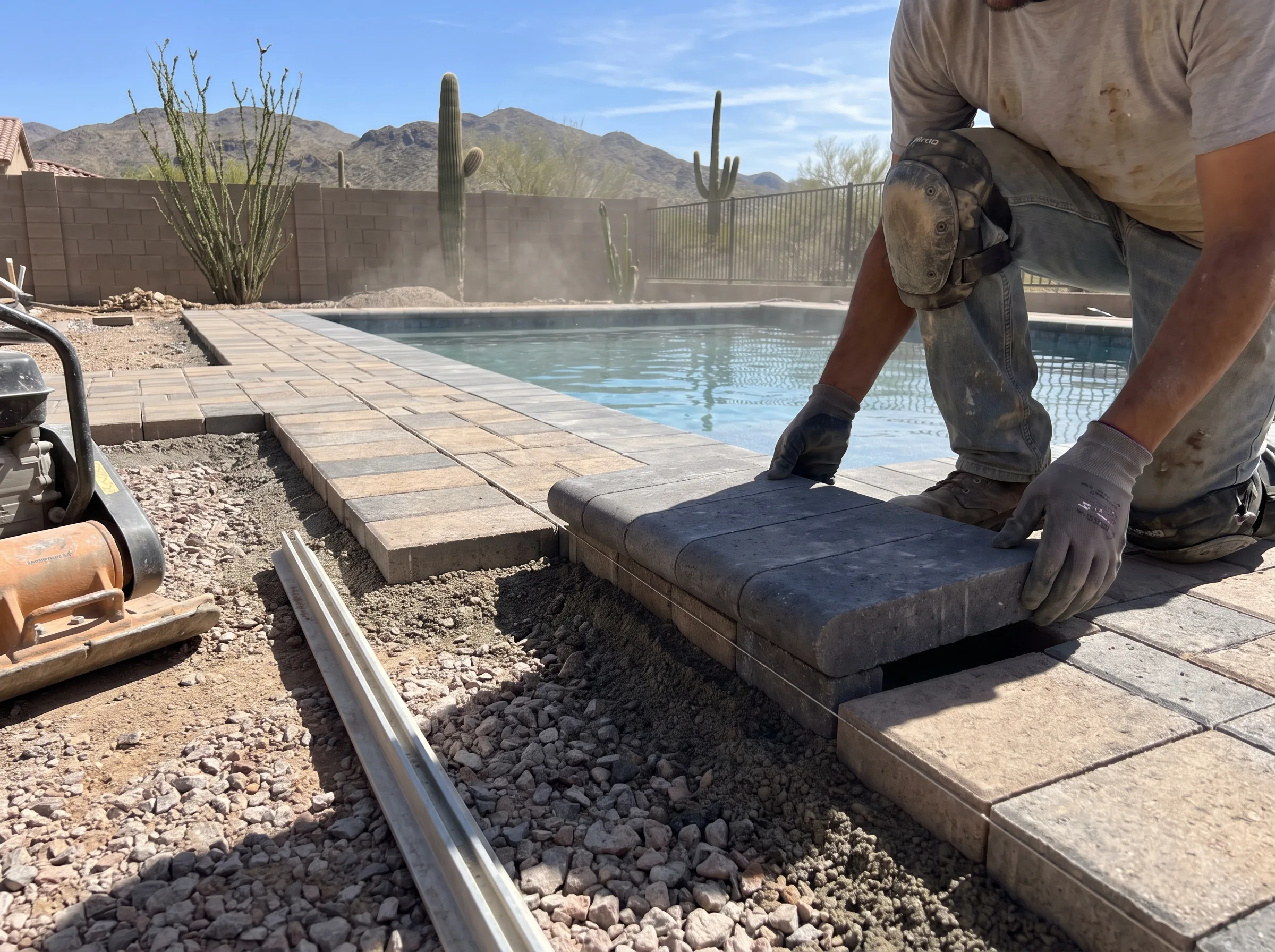 Paver pool deck and coping around a Tucson pool