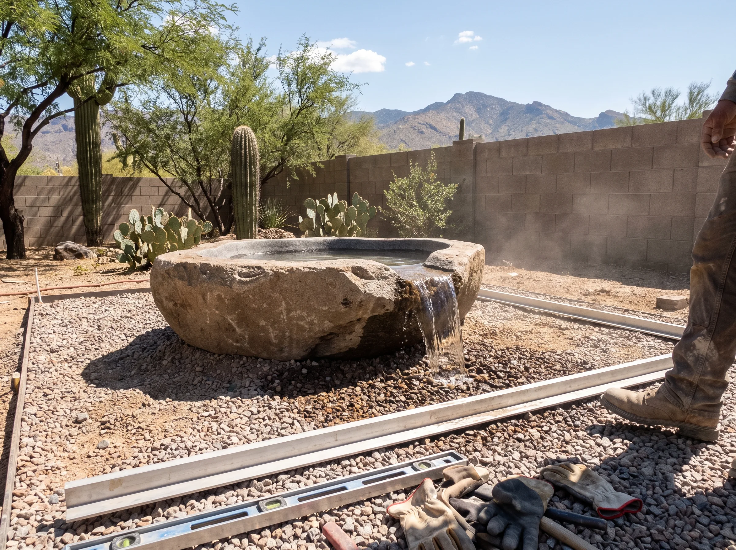 Small recirculating water feature in a Tucson yard